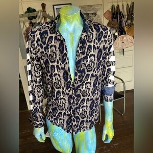 NWT Logos blue leopard shirt